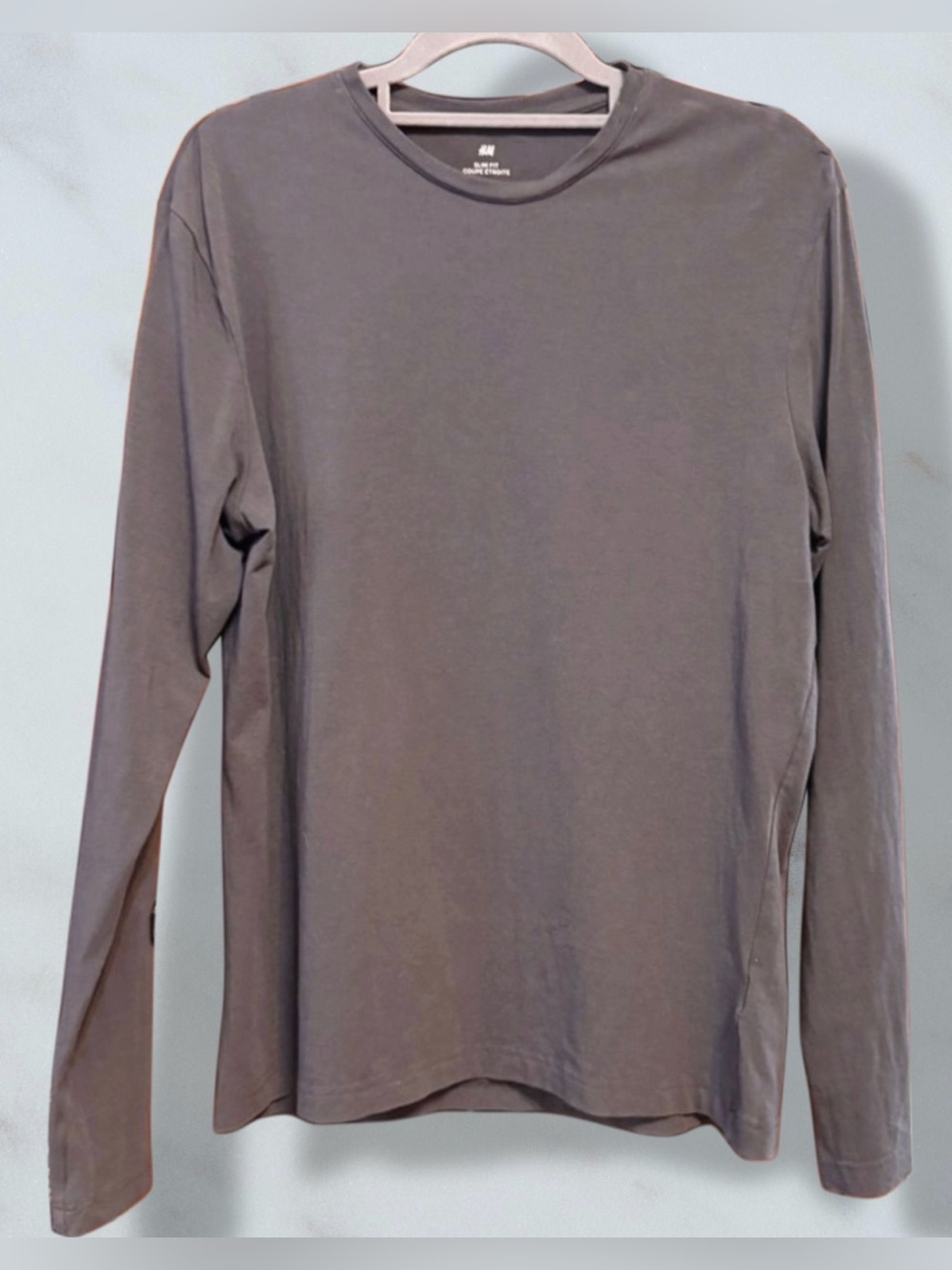 H&M Men's Charcoal Long Sleeve Tee Slum Fit size Large